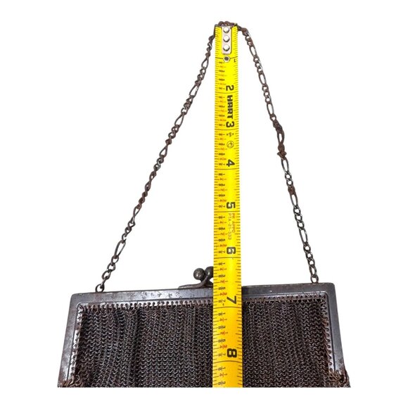 Antique Mesh Evening Chainmail Purse Art Nouveau Chain Handle Women Handbag READ - Picture 5 of 8